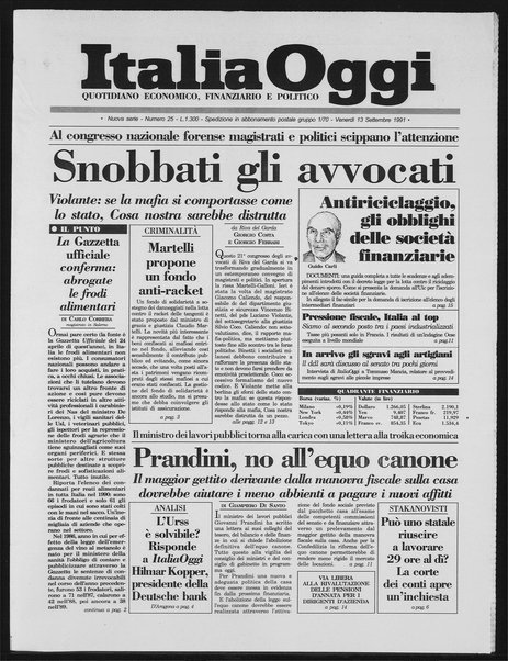 Italia oggi : quotidiano di economia finanza e politica